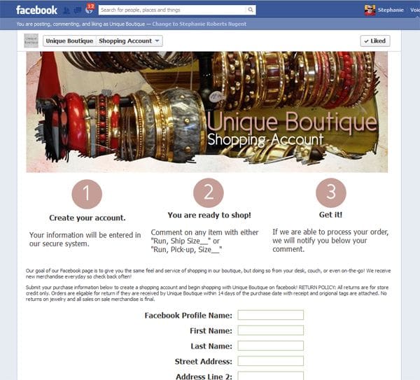 facebook page